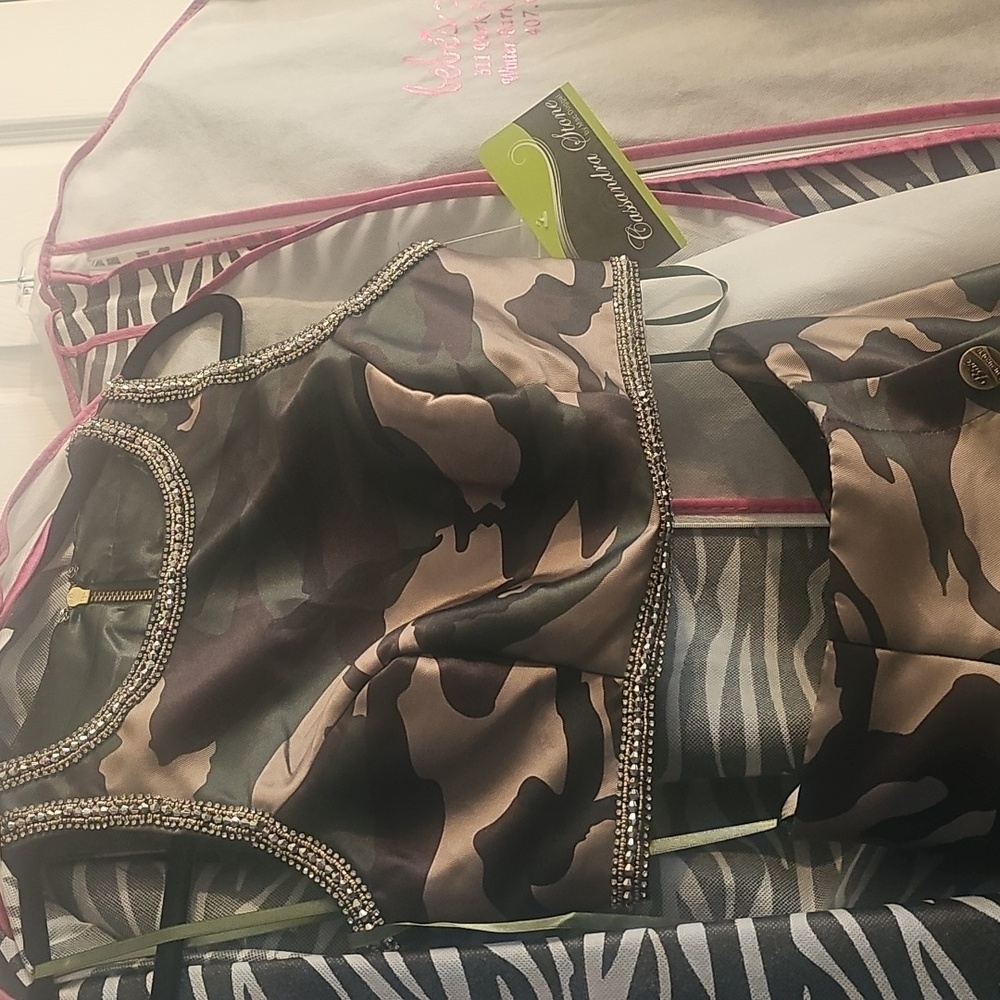 NWT Cassandea Stone for Mac Duggal 2 piece Camo and Crystal Gown - Picture 4 of 9